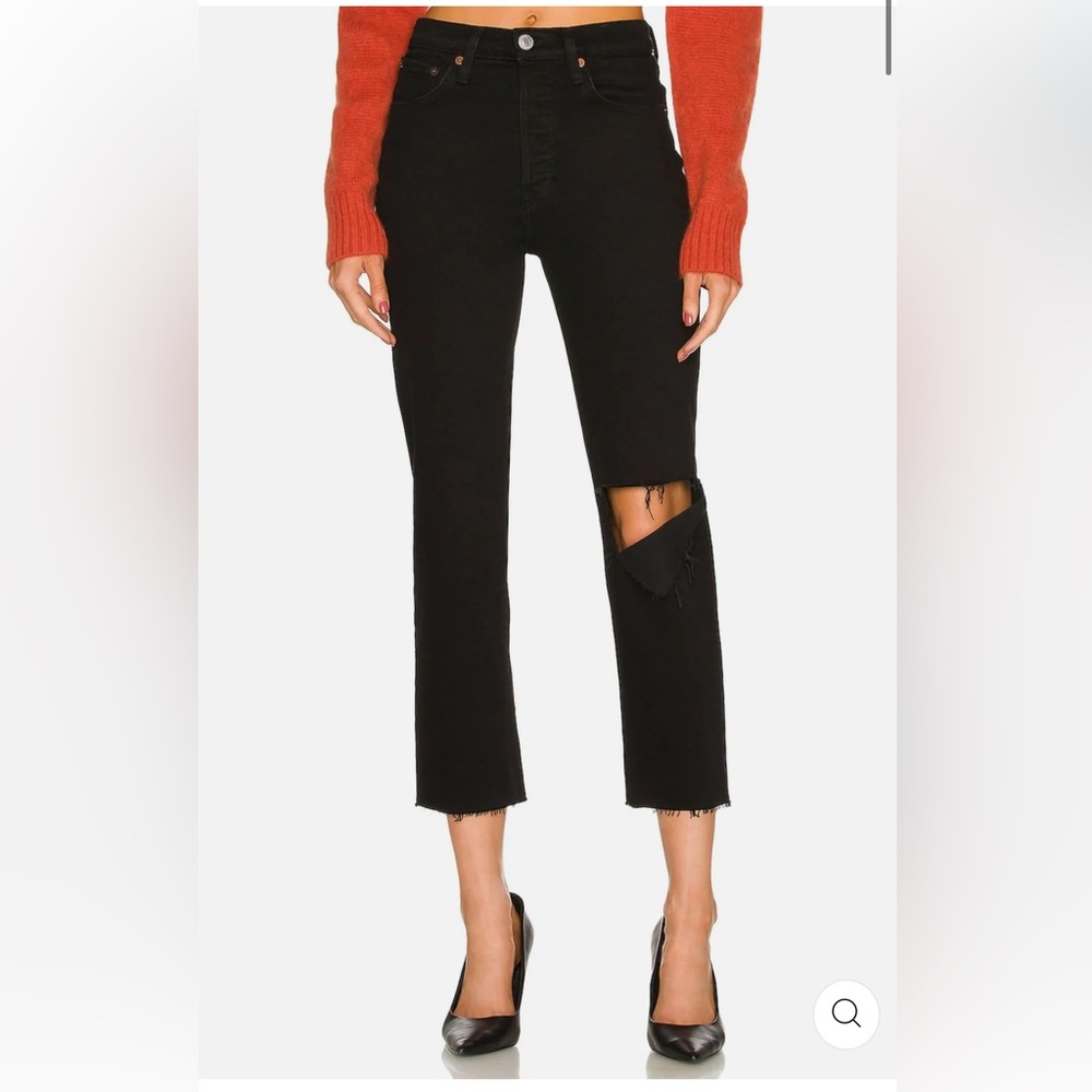 NWT Re/Done 70s Stove Pipe Noir W/Rip size 25
